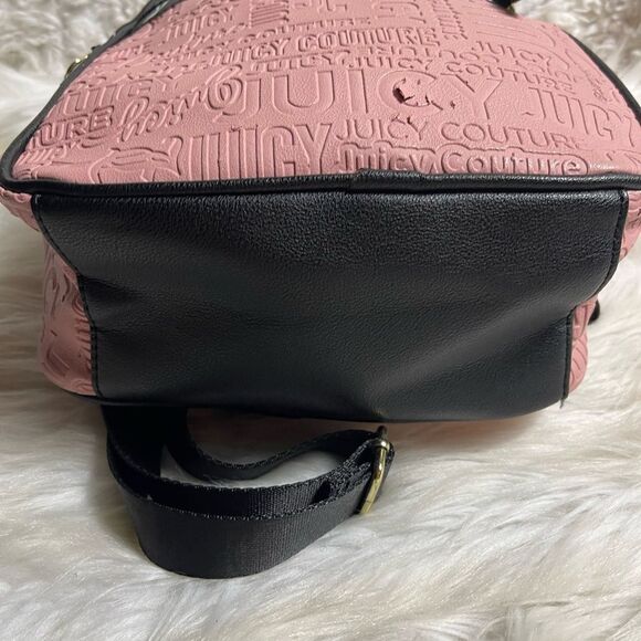 Juicy Couture Vinyl Blush Pink Gothic Word play Small Backpack with black trims main image 8